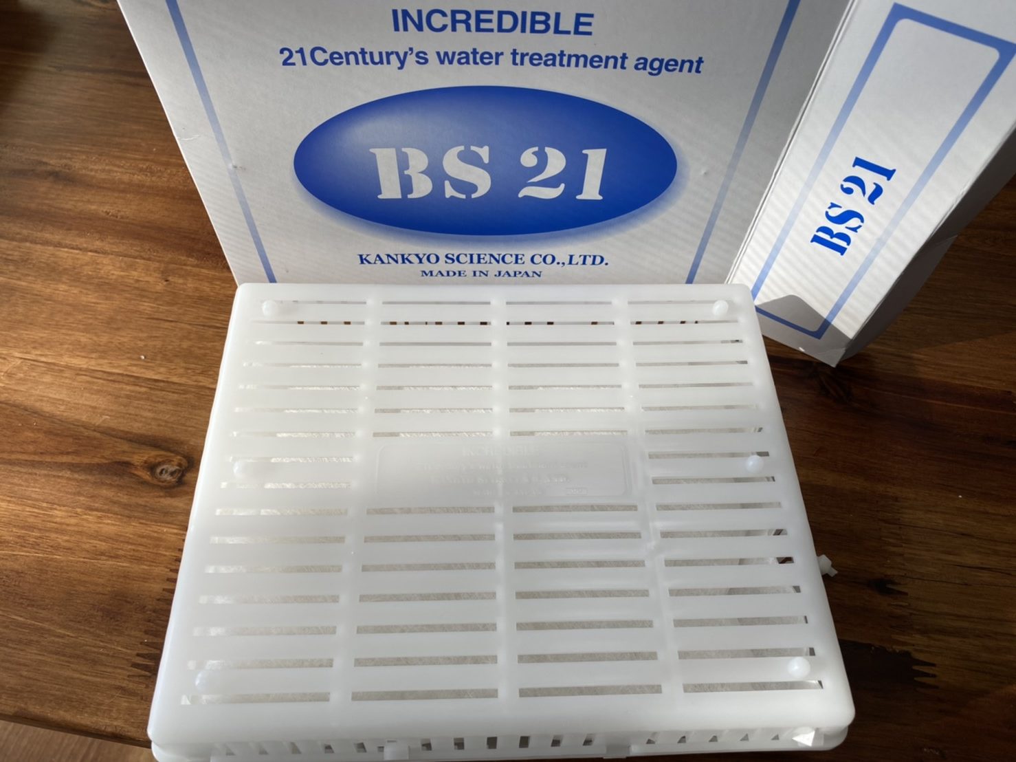 水質浄化と設備の保守が同時に解決する銀イオン水処理剤【BS21】を、メダカが泳ぐ大釜へ投入！アオコは消えるのか